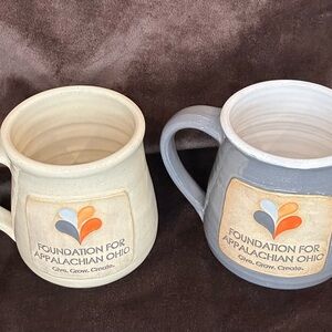 Nelsonville Emporium Pottery 2 Beauitful Mugs. “Foundation for Appalachian, OH.”